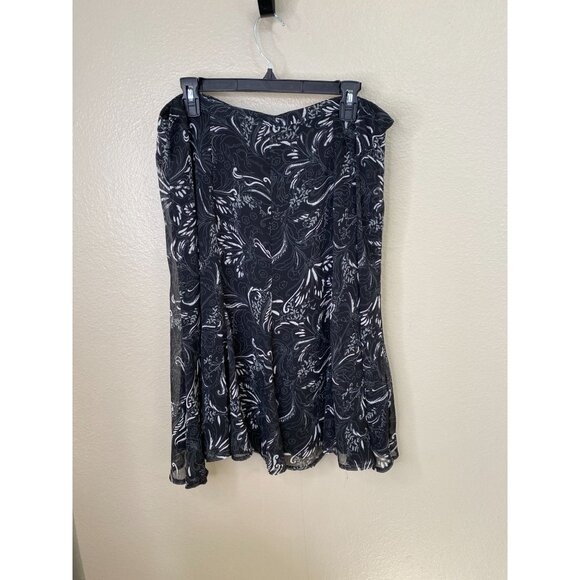 Sag Harbor Womens Black & White Floral A-Line Skirt Size 14 Polyester - Picture 2 of 7